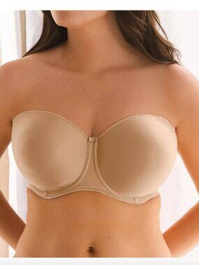 FANTASIE Smoothing Underwire Strapless Bra 32FF / 32H Multiway Full Coverage Tan